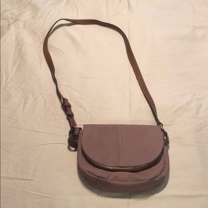 Pale pink fold top purse